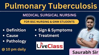 Pulmonary Tuberculosis  medical surgical nursing  For Bsc Nursing and GNM students [upl. by Sivahc799]