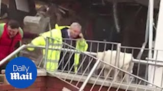 Builder pulled out of the way as digger goes on furious rampage [upl. by Enelkcaj]