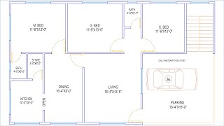 HOUSE PLAN DESIGN  EP 80  1200 SQUARE FEET 3 BEDROOMS HOUSE PLAN  LAYOUT PLAN [upl. by Adam]