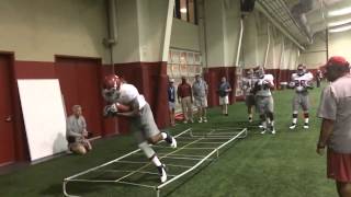 Alabama running backs oneleg drill  Aug 8 2014 [upl. by Notlef]