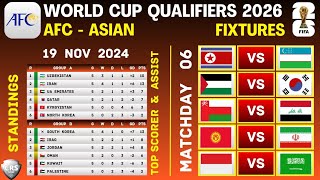 WORLD CUP QUALIFIERS 2026 ASIA  AFC QUALIFIERS ROUND 3  FIXTURES amp STANDINGS  MATCHDAY 6 [upl. by Ahtnammas]