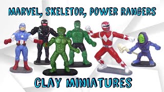 Air dry clay figurines  Skeletor Captain America Venom Hulk Red Power Ranger [upl. by Madel601]