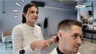 Cute Ukrainian Barber ASMR  Complete Haircut amp Shave Session 35 [upl. by Bailey]