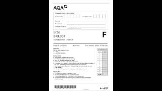 Official summer 2024 AQA GCSE BIOLOGY 8461 2F Paper 2 Foundation Tier Merged Question Paper  Mark S [upl. by Ttocs]