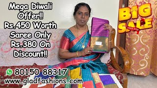 Diwali Offer Rs450 Worth Rose Gold Silk Saree At Just Rs380 Only gladfashions [upl. by Georgie]