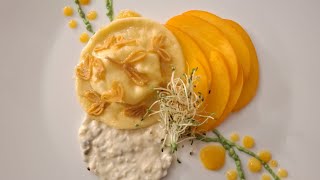 Raviolo ripieno di tuorlo duovo e crema al gorgonzola [upl. by Hoffman260]