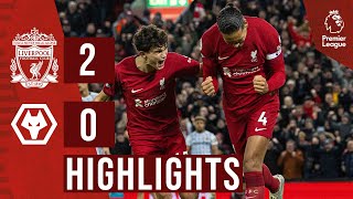 HIGHLIGHTS Liverpool 20 Wolves  van Dijk amp Salah goals seal win over Wolves [upl. by Killarney]