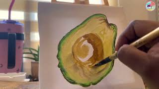 How To Paint Avocado 🥑 In Acrylics Step By Step Easy Tutorial [upl. by Flin191]