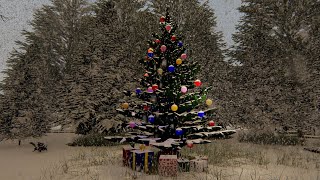 Weihnachtsmann mit Rentierschlitten Weihnachtsbaum Geschenken Wald Winterlandschaft als 3D Animation [upl. by Kries]