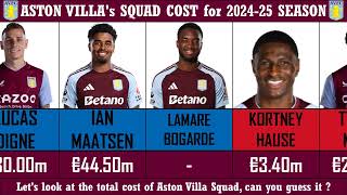 Aston Villas Squad cost for 202425 season  Can you guess the overall transfer fee paid [upl. by Coy]