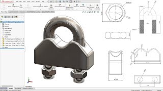 U Type Rope Clamp Design And Assembly  Solidworks Tutorial [upl. by Nyrmac]