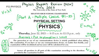 NEW 2023 Physics Regents Review Part A 135 [upl. by Inamik]