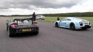 Porsche Carrera GT vs Noble M600 at Vmax 200 [upl. by Enairda878]