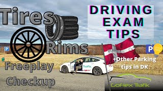 Driving Exam Tips  Tires Rims Free Play Check up on Tesla Car [upl. by Evelc45]