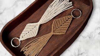 Листок макраме Макраме брелок Macrame leaf keychain DIY macrame leaf pattern Macrame tutorial [upl. by Hollington77]