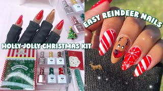 MODELONES HOLLY JOLLY HOLIDAY SALON KIT ❤️💚 Beginner friendly Christmas nail art  Gel X nails [upl. by Atinihs853]