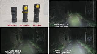 Armytek Prime C1 Pro Elf C1 LH351D and Elf C1 XPL White Light comparison [upl. by Elatnahs]