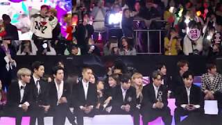 HD FANCAM 171201 2017 MAMA IN HONG KONG EXO RED VELVET amp NCT 127S REACTION TO 1N MAMA REMIX VER [upl. by Cimbura]