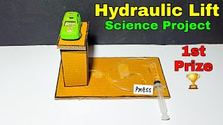 How to make hydraulic lift for science project  School science project hydraulic lift [upl. by Flita]