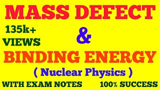 MASS DEFECT AND BINDING ENERGY  MASS DEFECT AND BINDING ENERGY OF THE NUCLEUS  EXAM NOTES [upl. by Lena]