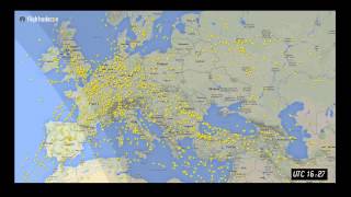 Timelapse video showing air traffic over Europe  Flightradar24 [upl. by Cyndy]