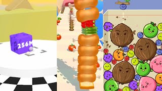 Happy Cubes 2048 Vs Sandwich Runner Vs Fruit Merge Android ios [upl. by Arocahs9]