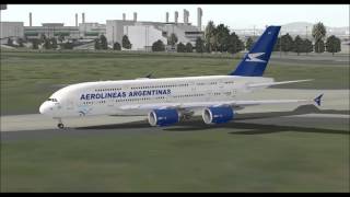 AEROLINEAS ARGENTINAS AIRBUS A380 800 TAKE OFF FROM RIO DE JANEIRO AIRPORT FS9 HD [upl. by Sgninnej]