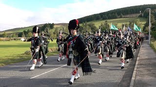 2018 Lonach Highlanders Gathering outward march from Bellabeg Strathdon in Scottish highlands [upl. by Yanat]