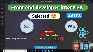 Fresher  Front end developer interview 2024  web developer interview  Reactjs developer interview [upl. by Selena]