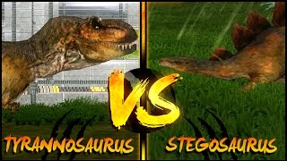 Dinosaur Battles  Tyrannosaurus Vs Stegosaurus  Jurassic Park  Operation Genesis [upl. by Xonnel]