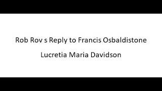 Rob Rov s Reply to Francis Osbaldistone  Lucretia Maria Davidson [upl. by Malcah]