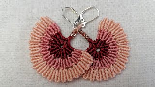 Fan earrings macrame  Orecchini a ventaglio macramè [upl. by Perr]