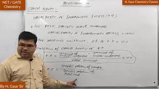 Stereochemistry  Optical Purity  Enantiomeric Excess  CSIR NET Chemistry [upl. by Jestude]