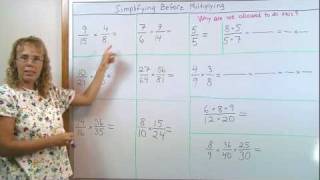 Simplifying before multiplying  fraction multiplication  grades 56 [upl. by Edie375]