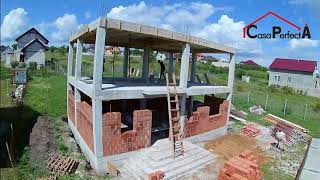 Construirea casei cu structura pe cadre si zidarie ceramica Brickston Timelapse [upl. by Zeuqirdor]