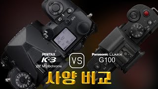 Pentax K3 Mark III Monochrome 와 Panasonic Lumix G100 의 사양 비교 [upl. by Dorsy963]