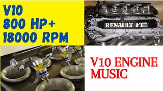 PURE SOUND F1 ENGINE  V10 RENAULT test engine compilation  Renault V10 800 HP 18000 RPM Engine [upl. by Larok]