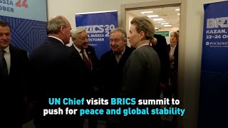 UN Chief visits BRICS summit to push peace and global stability [upl. by Hunter363]