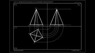 D2  009  Proiezioni ortogonali  Piramide a base quadrata [upl. by Ednarb]