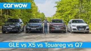 BMW X5 v Mercedes GLE v Audi Q7 v VW Touareg  which is the best premium SUV [upl. by Tolley241]