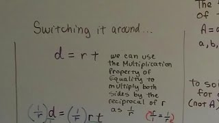 Algebra I 37 Rearranging Formulas with Multiplication Property of Equality [upl. by Malloch]