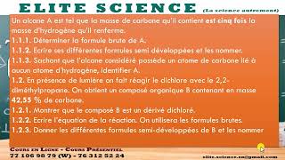 1ESCHIMIE Correction exercice de synthèse sur les alcanes formule brute chloration dun alcane [upl. by Peony]