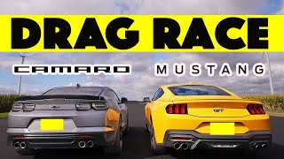 2024 Ford Mustang GT vs Chevy Camaro close but not close Drag and Roll Race [upl. by Inoue262]