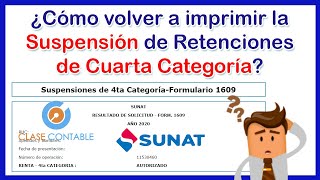 Como recuperar la suspensión de retenciones de cuarta categoría 2020  Clave SOL Sunat [upl. by Pascha]