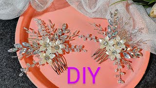 How to make a very easy and beautiful bridal hairpinDIY [upl. by Amhser]