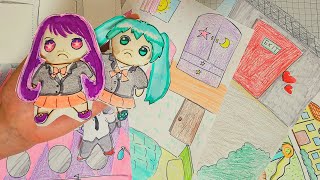 🎠paper diy🎠asmr tutorial🎶🪕go to school🏫Why Ai and Miku are Bickering😠 Love with No Exit💕 [upl. by Konikow]