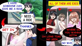 While Hitchhiking on a Solo Trip I Got Picked Up by a Car Full of My ExGirlfriendsManga Dub [upl. by Zenas144]