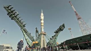 EXPEDITION 71 SPACE STATION CREW’S SOYUZ ROLLS TO THE PAD [upl. by Narod819]