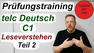 telc Deutsch C1 – Prüfung  02  Erklärung und Tipps zum Leseverstehen Teil 2 [upl. by Haimes]