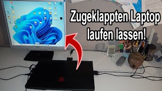 Laptop zugeklappt nutzen und laufen lassen mit Bildschirm bei Windows 11 [upl. by Peppel764]